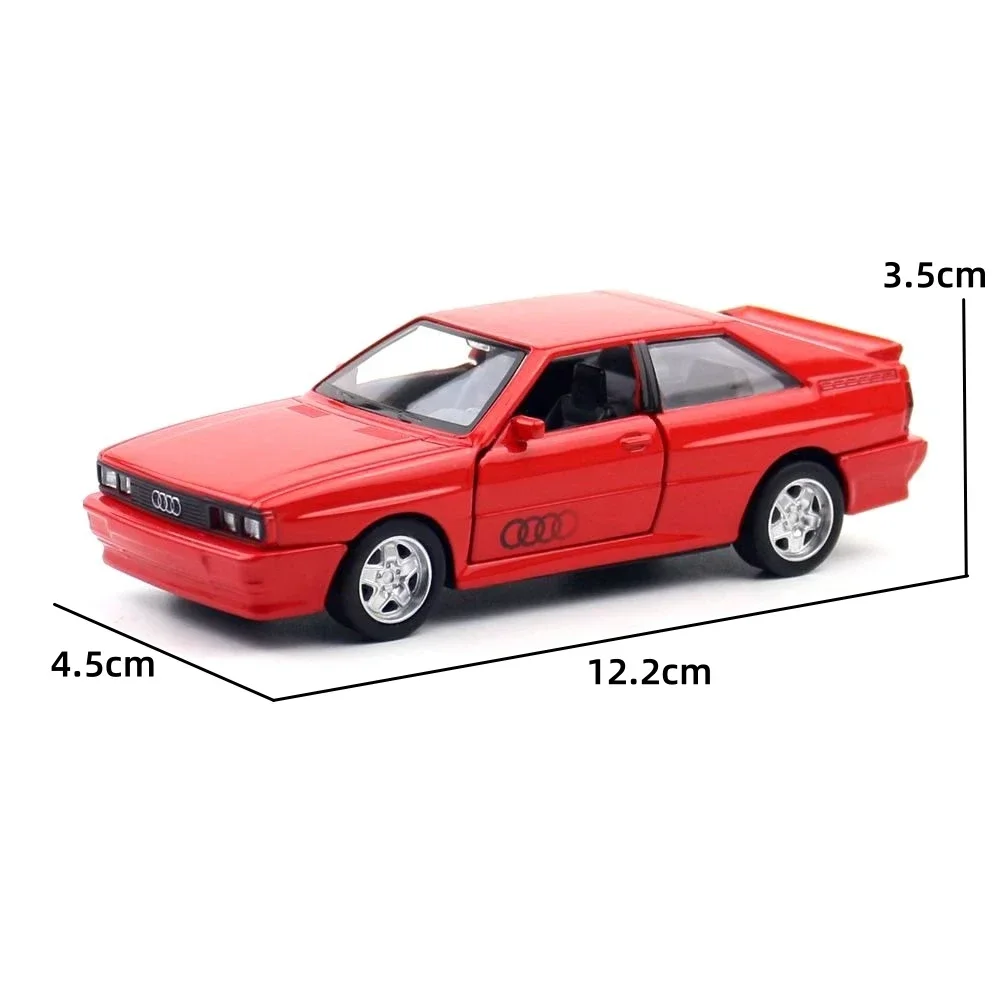 Modèle de voiture l'inventaire Audi QufreshToy pour enfants, roues libres, nervures, portes arrière ouvrables, collection en métal moulé sous pression, garçons, 1:36, 1980