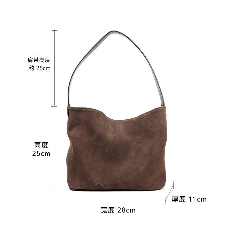 Suede Stylish Commuter Tote Bag For Ladies Large-Volume Women\'s Soft Leather One Shoulder Bag