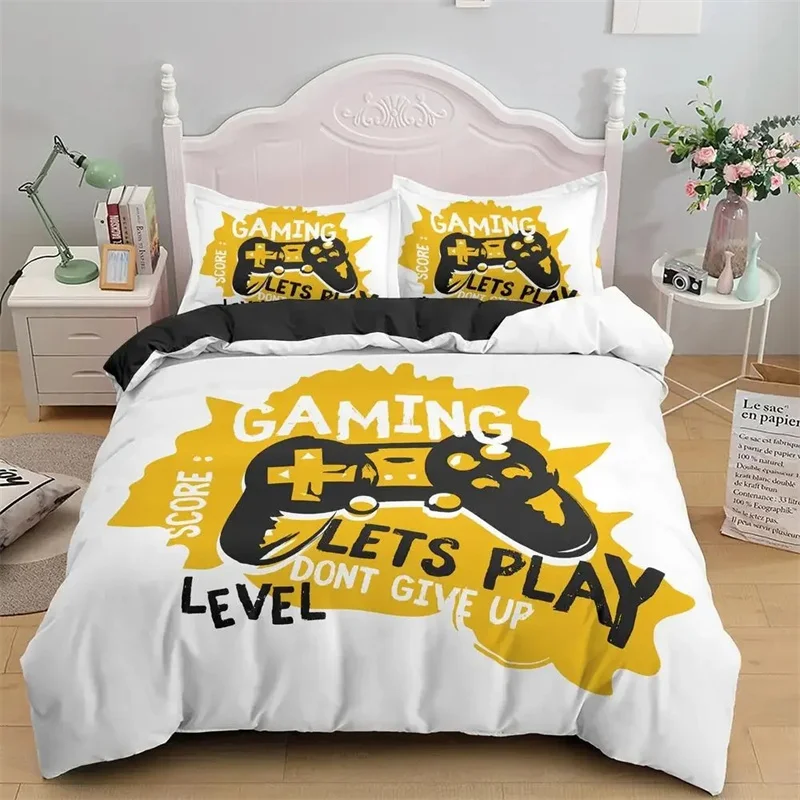 Games Comforter Cover Gamepad Bedding Set for Boys Kids Video Modern Gamer Console Quilt 2 or 3 Pcs Soft Twin Duvet Cover Set