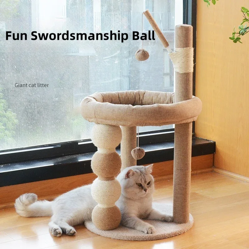 

80cm Cat Tree Tall Cat Tower for Indoor Cats Multi-Level Plush Cat Condo with Scratching Posts Scratching Boards Perches Caves