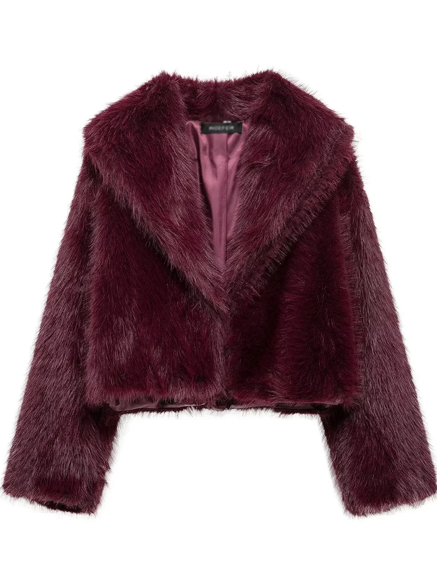 TWOTWINSTYLE ฤดูหนาวเสื้อแจ็คเก็ตสั้นผู้หญิงแขนยาว Patchwork Faux FUR Coat หญิงแฟชั่นสไตล์เสื้อผ้า