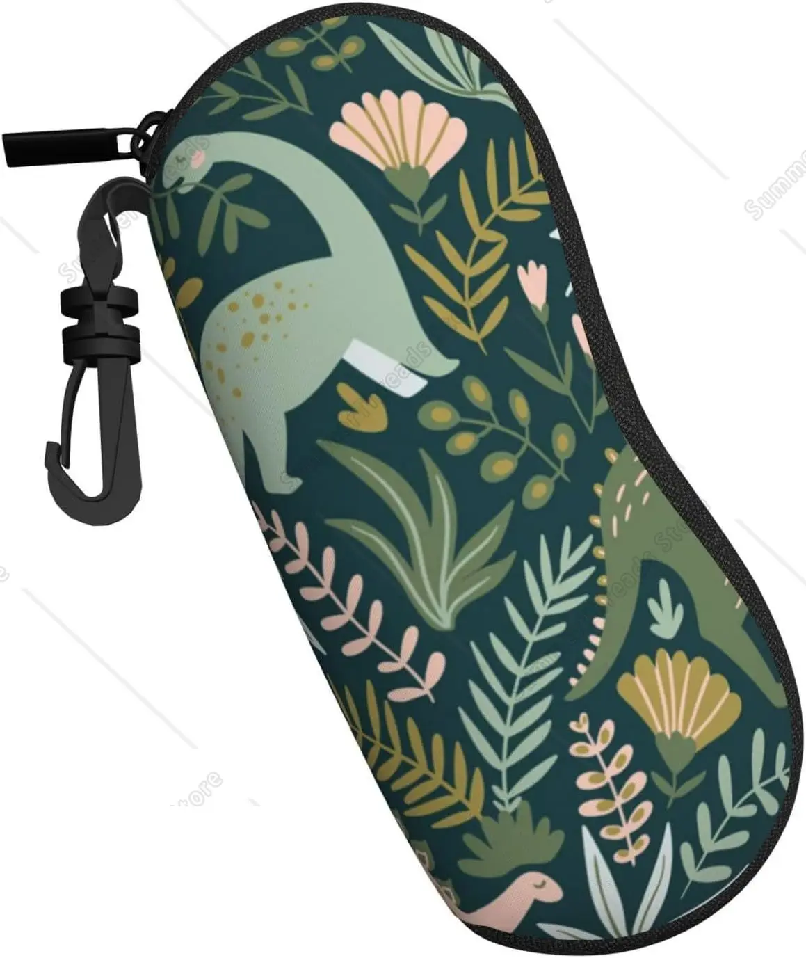 Cute Dinosaur Print Multifunctional Storage Bag Travel Zipper Eyeglasses Case Soft Spacious Glasses Case