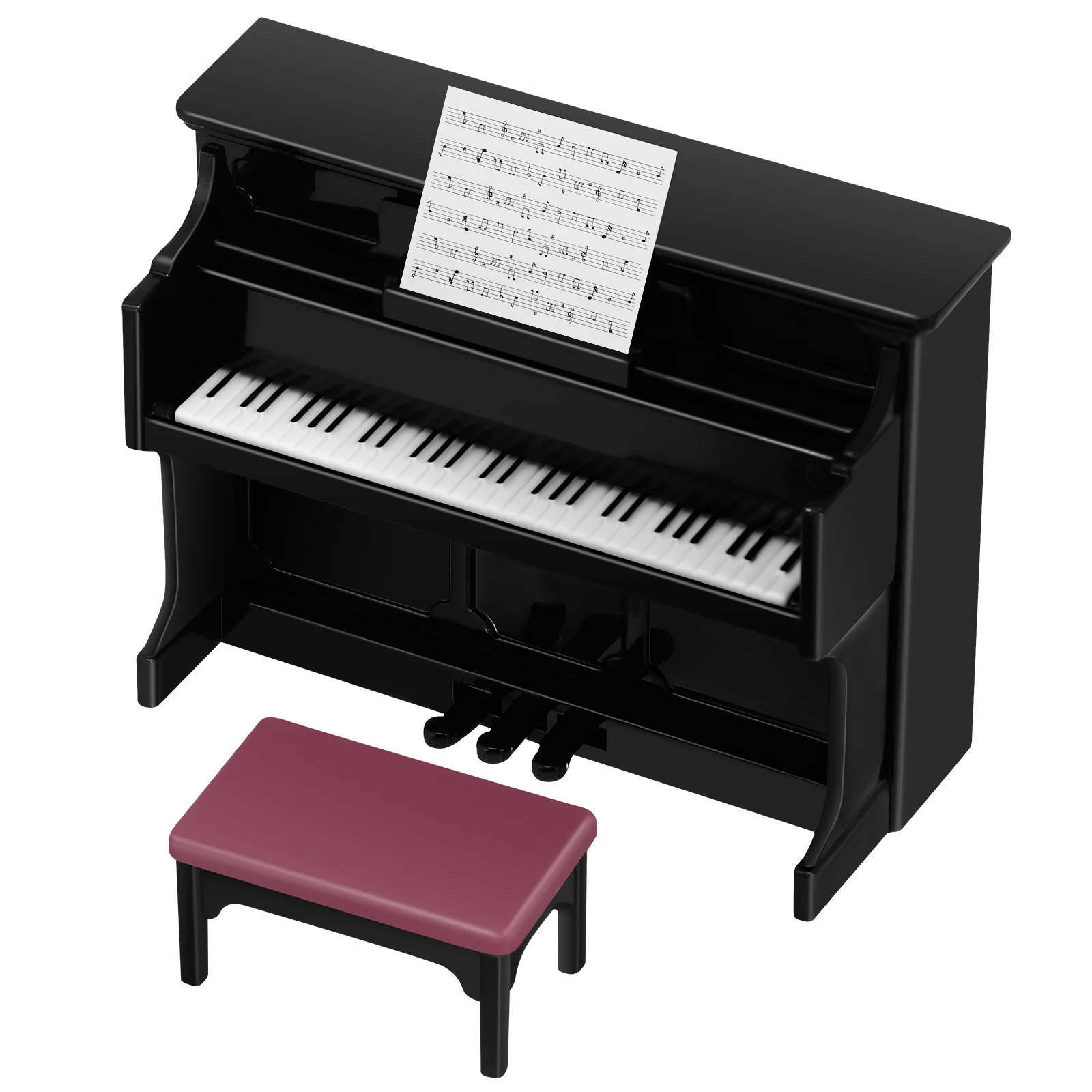 Maison de course de piano à clavier pour bébé, ornement de mini tabouret, meubles miniatures noirs