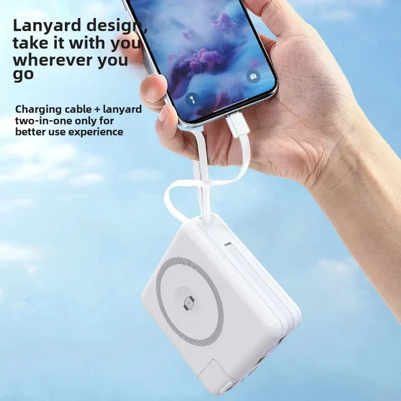 

Портативный беспроводной внешний аккумулятор Qi2 5-в-1 на 10000 мАч с магнитным креплением и встроенным кабелем для Magsafe, модель 2026 года