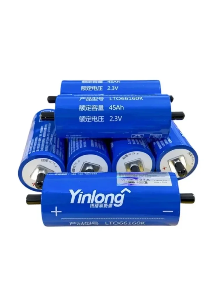 2,3 V, 45 Ah, bateria litowo-titanowa Yinlong klasy A, model 66160K, wyjątkowo długa żywotność cykliczna (25 000 cykli), ciągły prąd rozładowania 10C, 450 A, bardzo duży prąd impulsowy 20C, 900 A, — 2