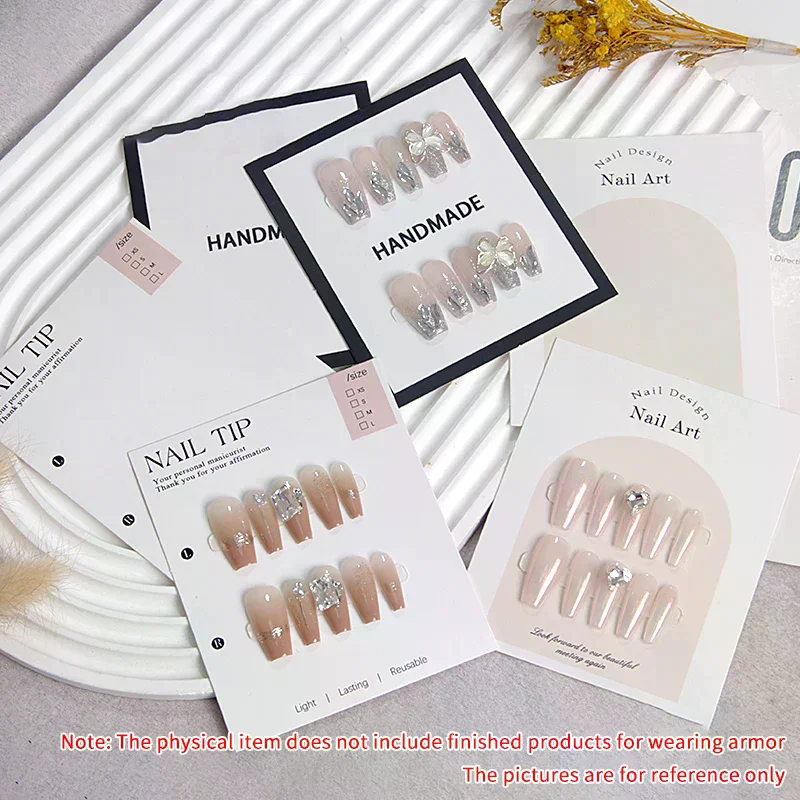 /YOV/Nail Display Cardboard Fake Nails Card Handmade For Press On Nails PhotographProps Manicure Sample Display Salon 10Pcs