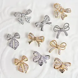 10pcs/lot Luxury Bow Rose Love Alloy Nail Art Zircon Pearl Crystal Metal Manicure Nails Accesorios Supplies Decorations Charms