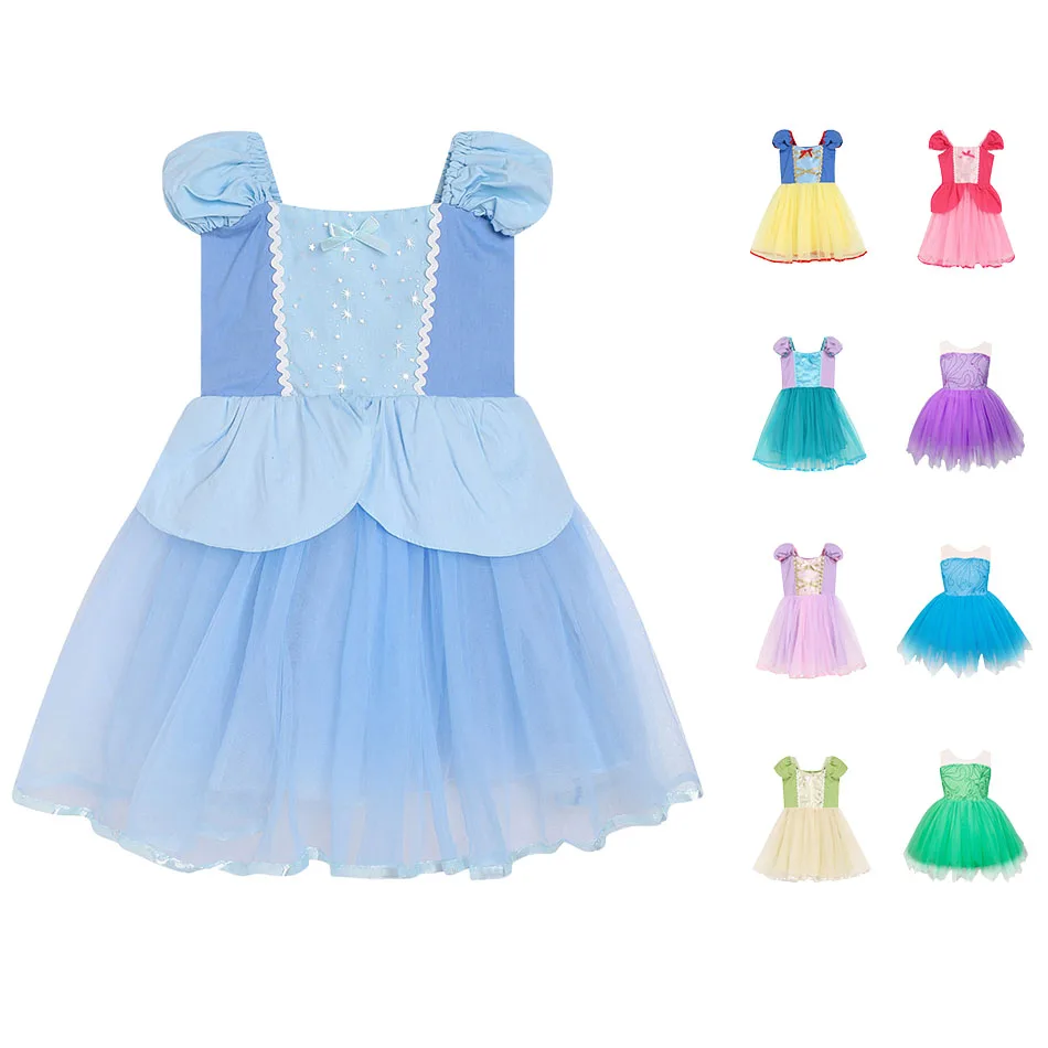 Children's Clothing Cartoon Elements Cute Sleeveless Mesh Princess Dress Girl's Spring and Autumn Dress Girl's Birthday Gift