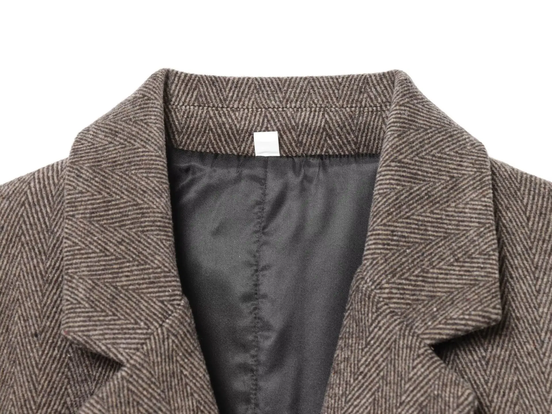 سترة نسائية أنيقة عصرية للخريف عتيقة متعددة الاستخدامات بحزام متعرج وياقة مدببة وأكمام طويلة معطف بلون سادة #5