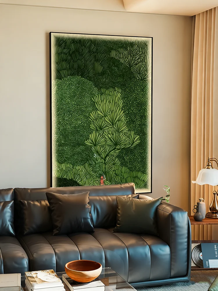Middle Ancient Style Entrance Decoration Painting Modern American Style Corridor Background Mural LED Light Hanging Painting