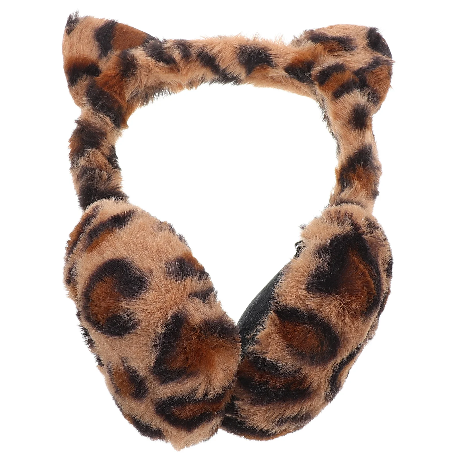 Diadema más cálida con estampado de leopardo para niños de invierno, piel de felpa esponjosa, mujer, señorita