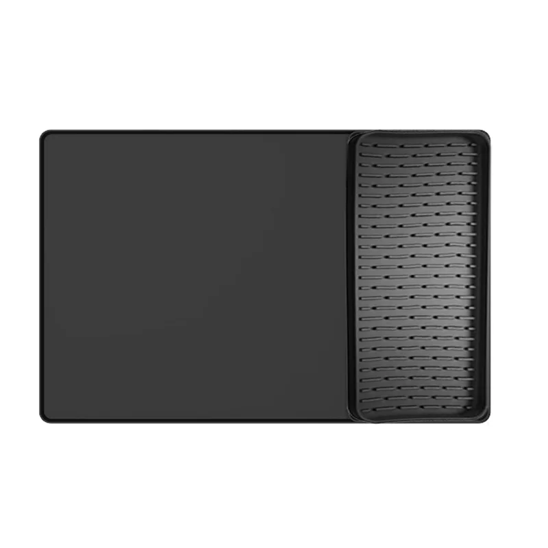 【تمتلكه】حصيرة صانعة القهوة لأسطح الكونترتوب 15.75 × 23.6 بوصة حصيرة بار القهوة مع حصيرة تجفيف الأطباق القابلة للفصل بحافة مقاومة للانسكاب