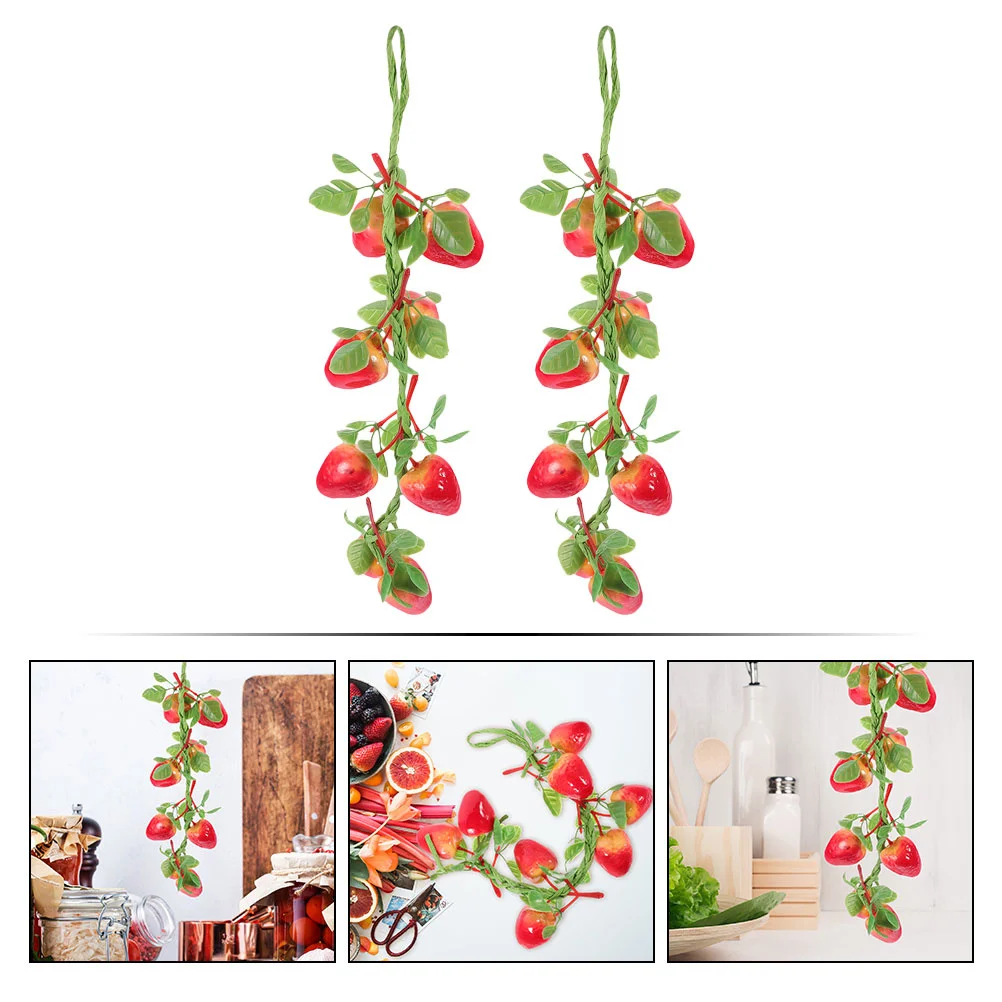 

3Pcs High Simulation Strawberry Strings Creative Fruit Decoration Reusable for Living Room Dining Room Photo Prop