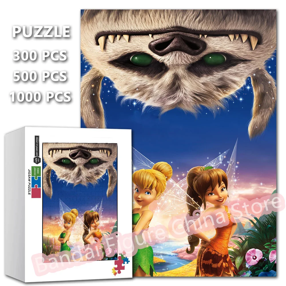 

Disney Tinkerbell Cartoon Puzzle Stress Relief Toy Legend of The Neverbeast Anime Print Diy Assembled Educational Jigsaw Puzzles