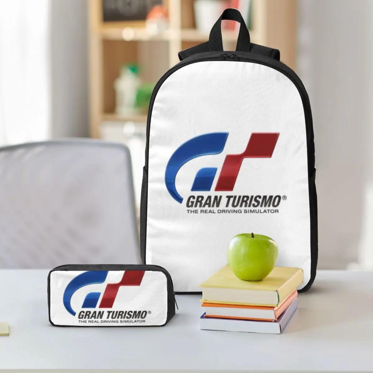 

Gran Turismo Backpack Student Boys Girls BookBag School Bag Computer Shoulder Bags 3ps Insulated Lunch Bag Pencil Case