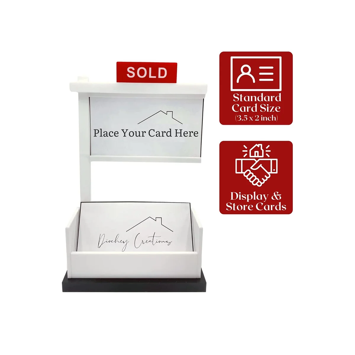 Sold Sign Real Estate Business Card Holder for Realtor Display Your Own Personalized Business Cards Real Estate