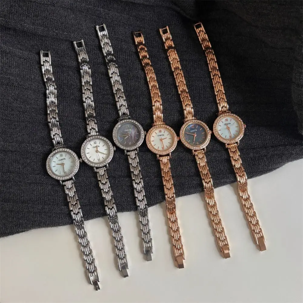New Round Dial Bracelet Watch Diamond Inlaid Elegant Ladies Watch Bracelet Strap Luxury Wristwatch For Women