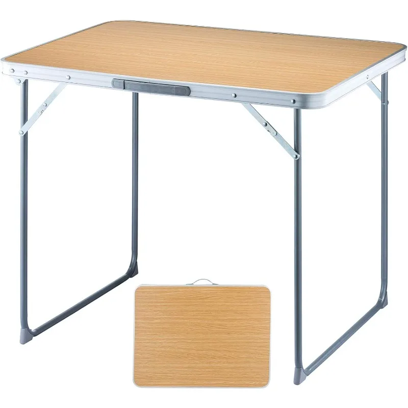 

Folding Camping Table, Portable Picnic Table, Reinforced Steel Frame Foldable Card Table with Handle, Easy to Carry&Clean