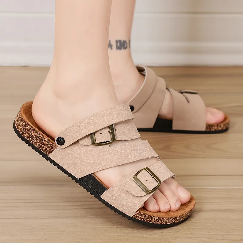 

Classic Buckle Men's Cork Slippers Large Size 46 Outdoor Slippers Men Summer Open toe Sandals for Men 2025 chanclas de hombre