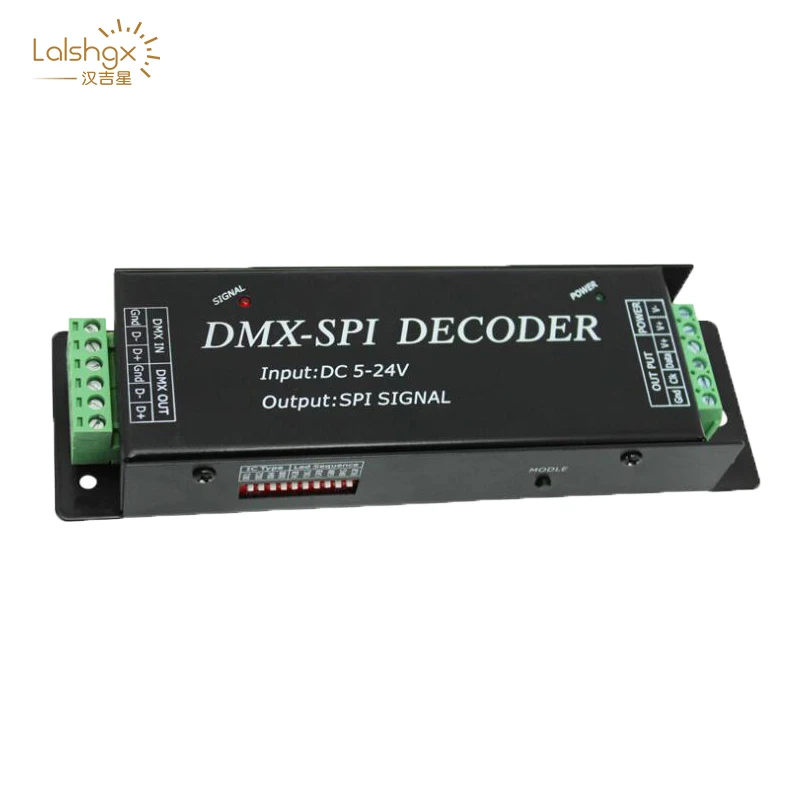 DMX200 SPI Signal LED Controller DMX TO Decoder for 2801 6803 2812 2811 Strip Light Tape DC5V 12V 24V