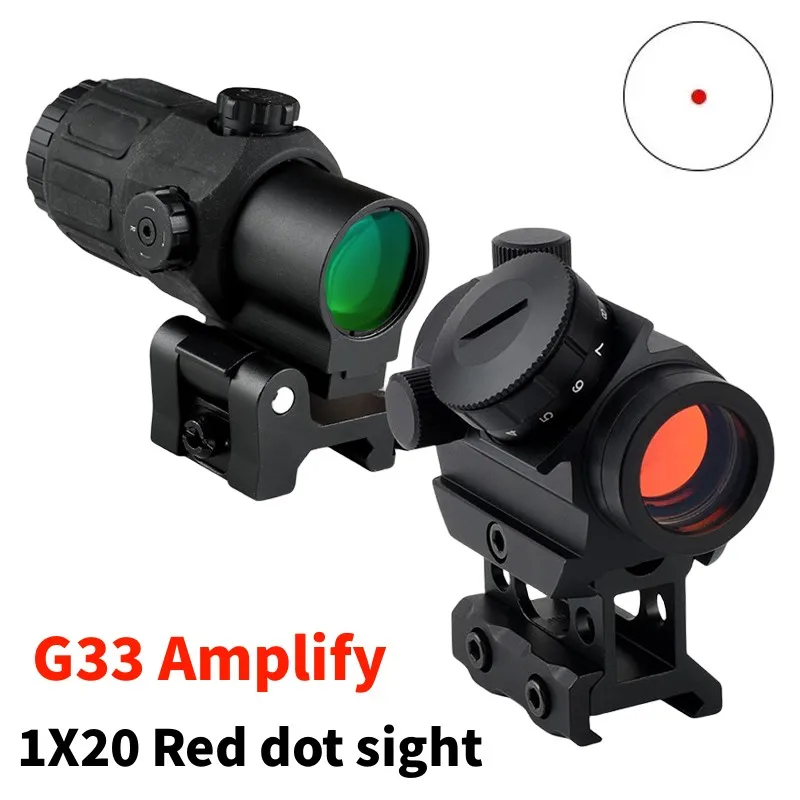 G33 Amplify Scope with Flip-up Mount Combo 1x20 Red Dot Sight Tactical Rifles Scopes Shockproof Fog-Proof Riflescope Hunting