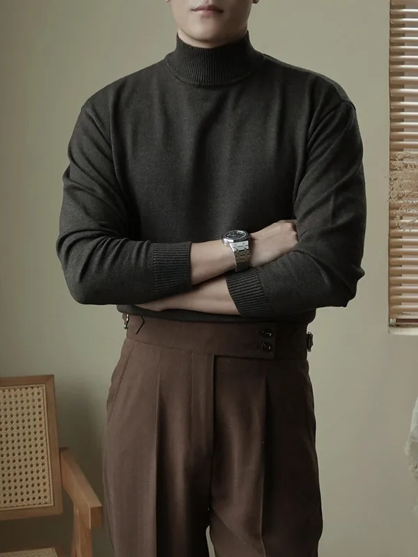 

Мужской трикотажный свитер средней длины, осенне-зимний, теплый базовый слой, эластичный, с высоким воротником, не скатывается, повседневный, из полиэстера...