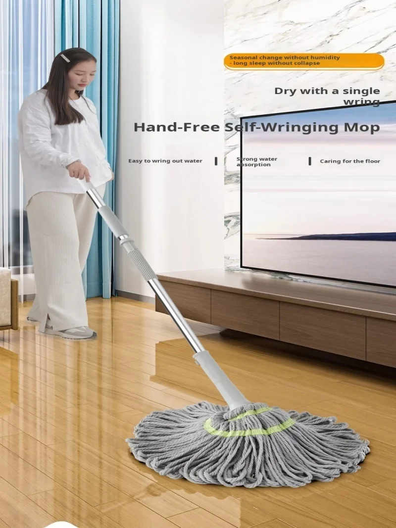 Lazy Household Mop Spinning Telescopic Handfree Washable Absorbent Magic Fiber Mop