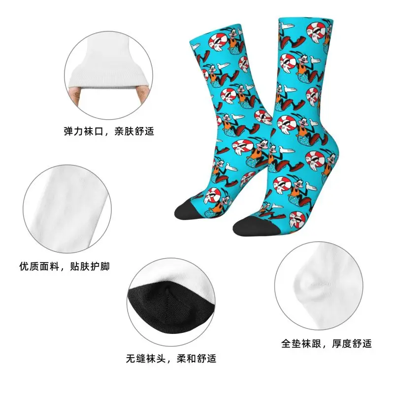 Custom Goofy Goof Mens Crew Socks Unisex Fashion Anime Cartoon Spring Summer Autumn Winter Dress Socks