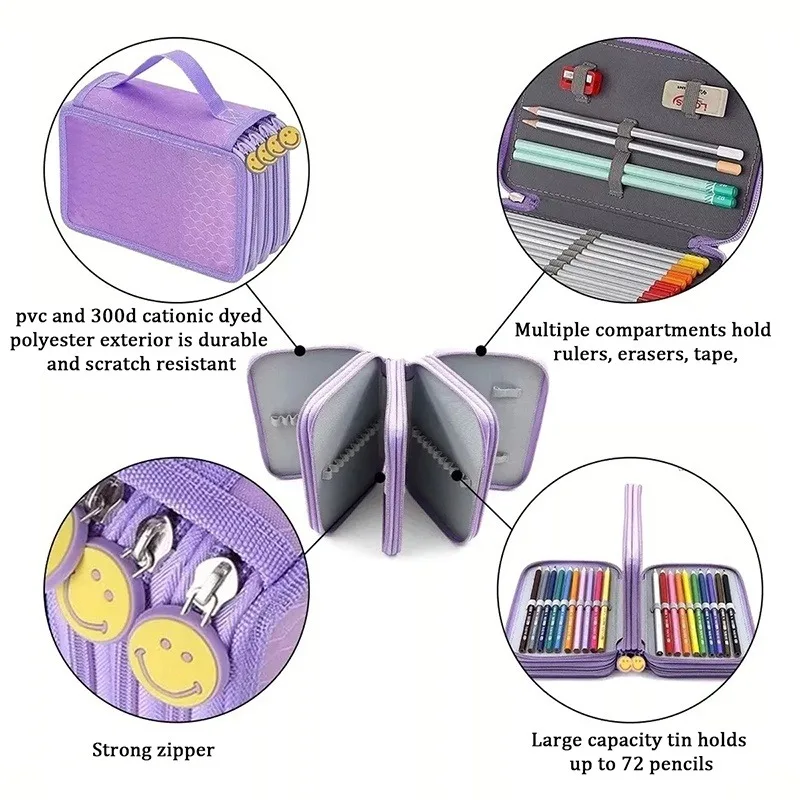 Four-layer Pencil Case Large Capacity 72-hole Pencil Bag High-Quality  Student Learning Supplies