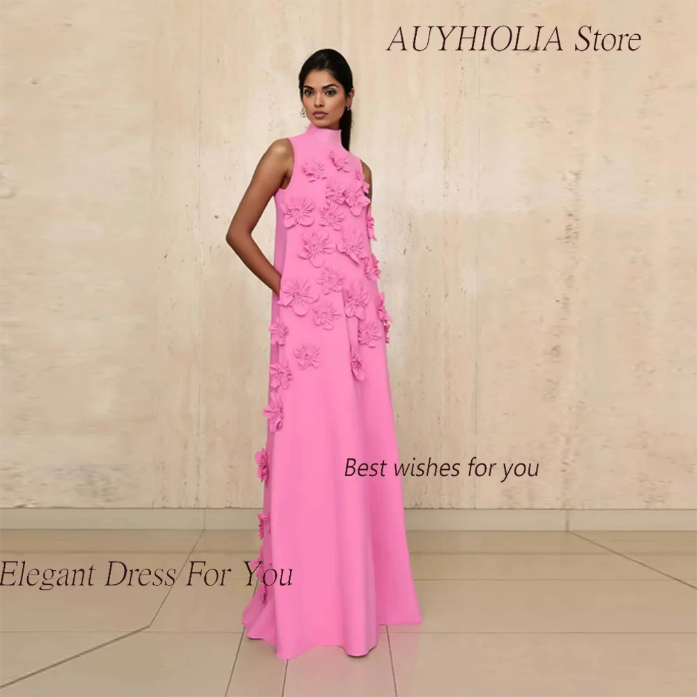 Fashion Appliques Evening Dress For Sexy Women 정장원피스 Vestidos de festa Elegant O-Neck Crepe Cocktail Party Prom Gown 2024