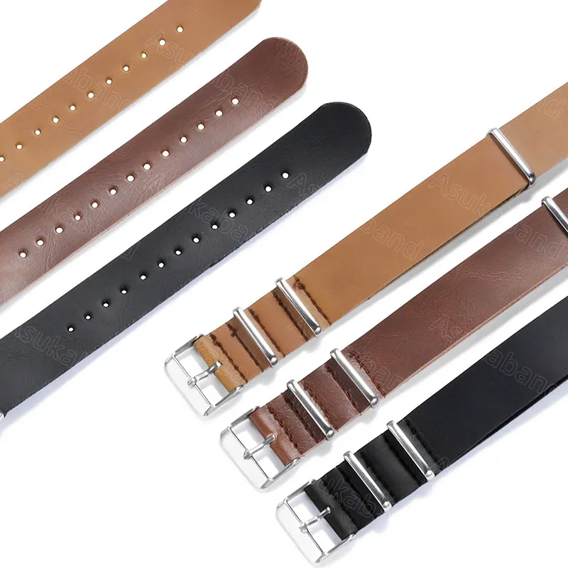 Leather Watch Strap Band 18mm 20mm 22mm 24mm One Piece Loop Bracelet for DW for Samsung for Amazfit Wristbelt Men Women Classic