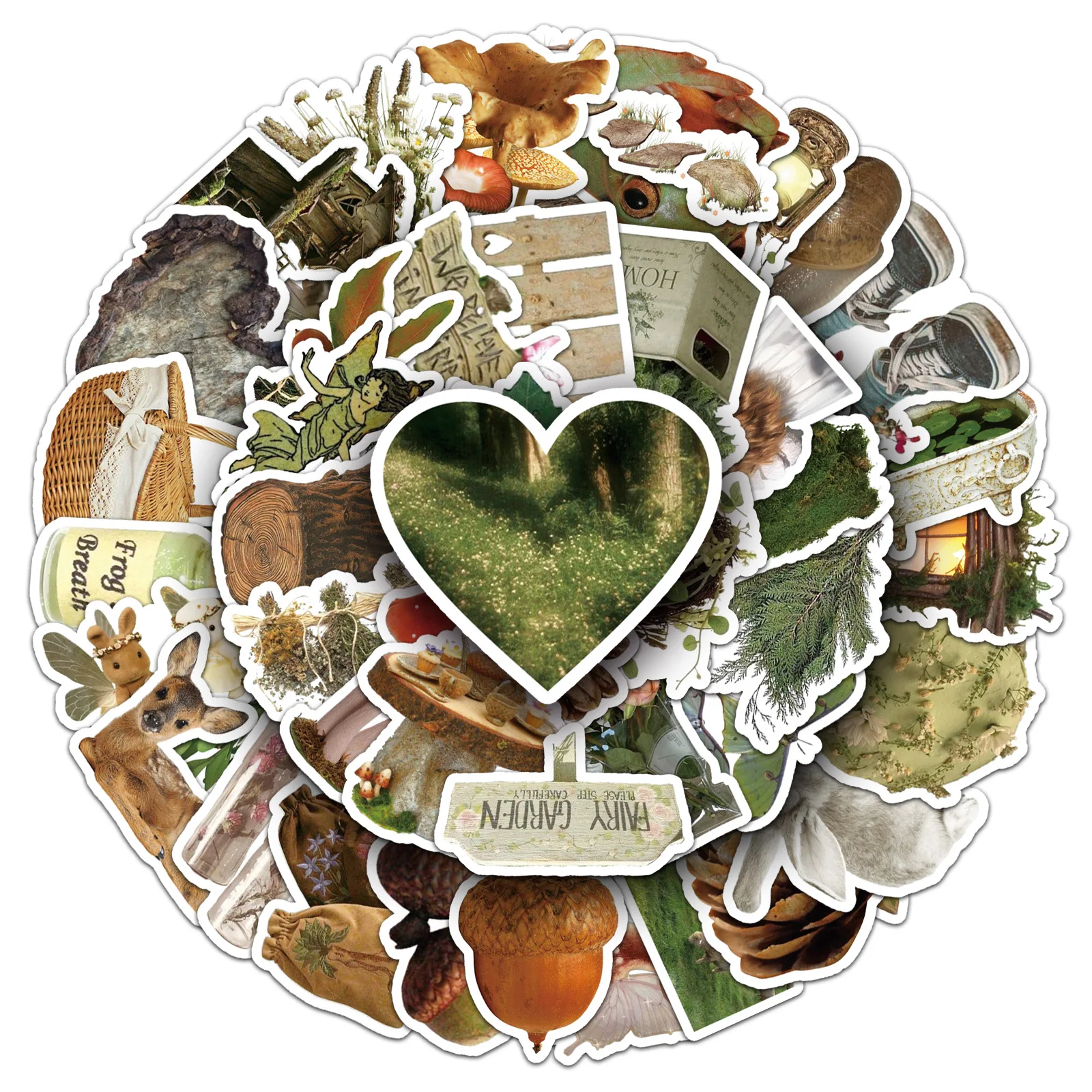 

50 PCS forest vintage cartoon stickers creative Korean style planner DIY storage box phone case sticker