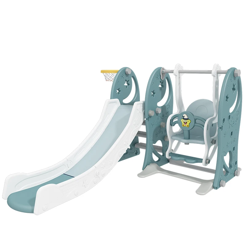 Jogos funcionais de jardim de infância, conjunto interno de brinquedos de plástico para crianças, escorregador e balanço, playground interno