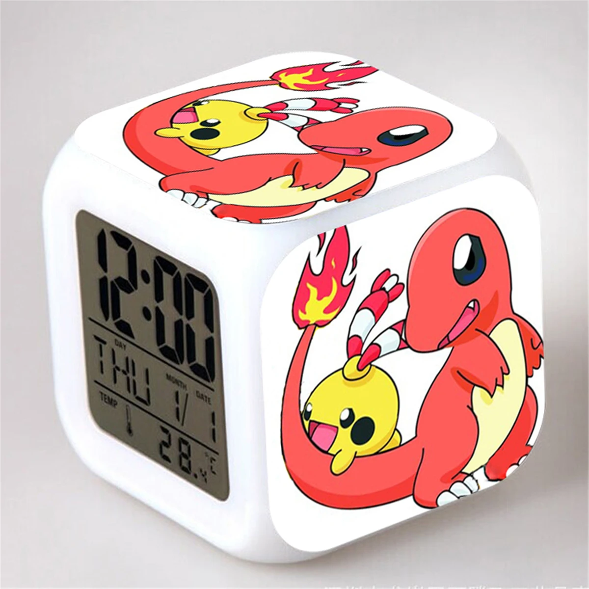 Cartoon Pokemon Clocks Dragonite Blastoise Butterfree Vulpix Flareon Lapras Gyarados Voltorb Mew Alarm Clock Figure Toys Doll