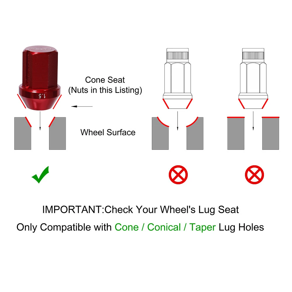 Car Anti-theft Wheel Lock Nuts M12x1.5/M12x1.25 Lug Nuts Aluminum Alloy 6061-T6 Length 35MM