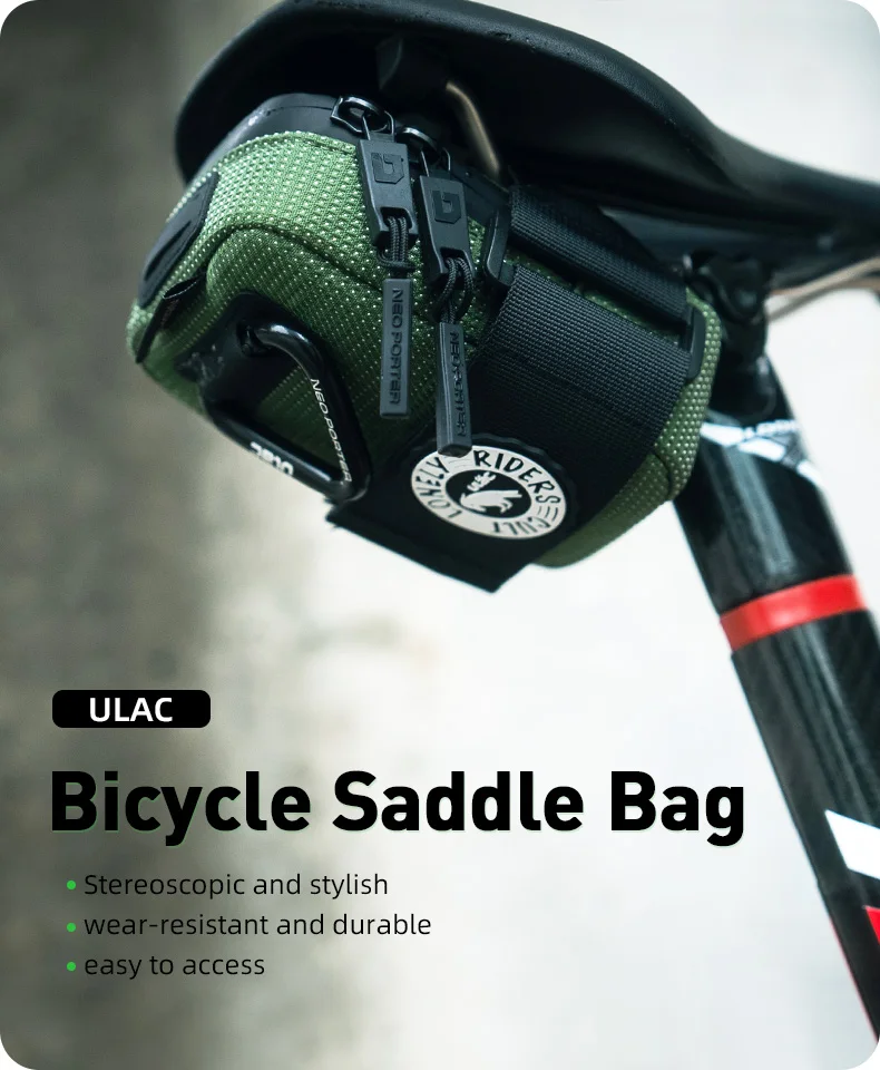 ULAC Mini tragbare Fahrrad-Satteltasche, 0,5 l, wasserdichte Hecktasche, MTB, Rennrad, Schnellverschluss-Schnalle, Hecktasche, Fahrrad-Sitzpaket – Detail 1