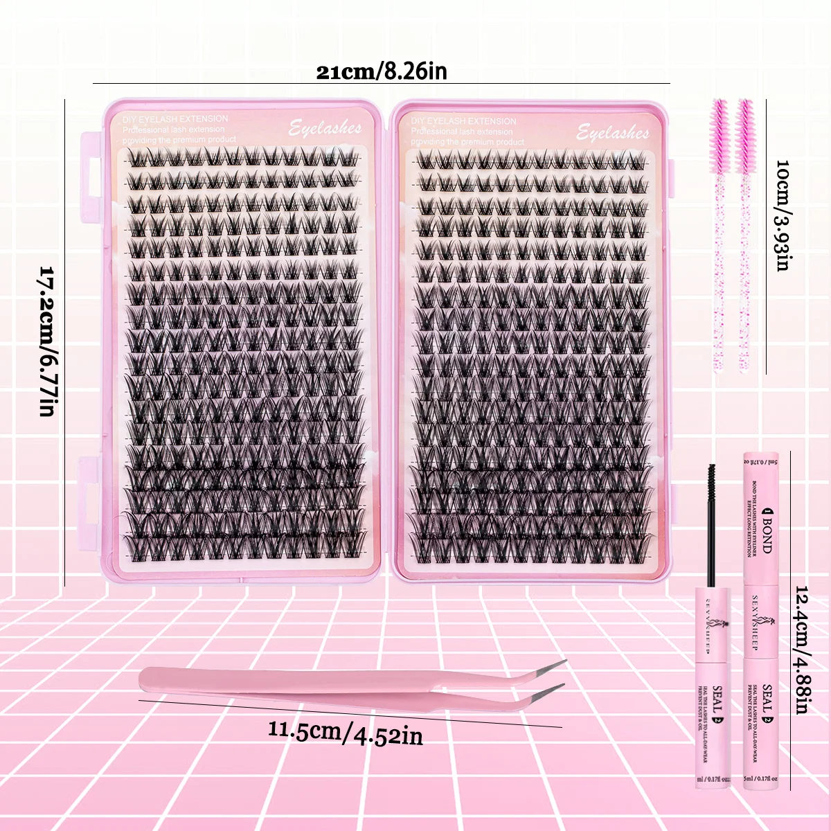 Cluster di ciglia Manga Ciglia individuali sottili Estensioni ciglia a grappolo naturali fai-da-te con pinza per ciglia Bond & Seal per principianti