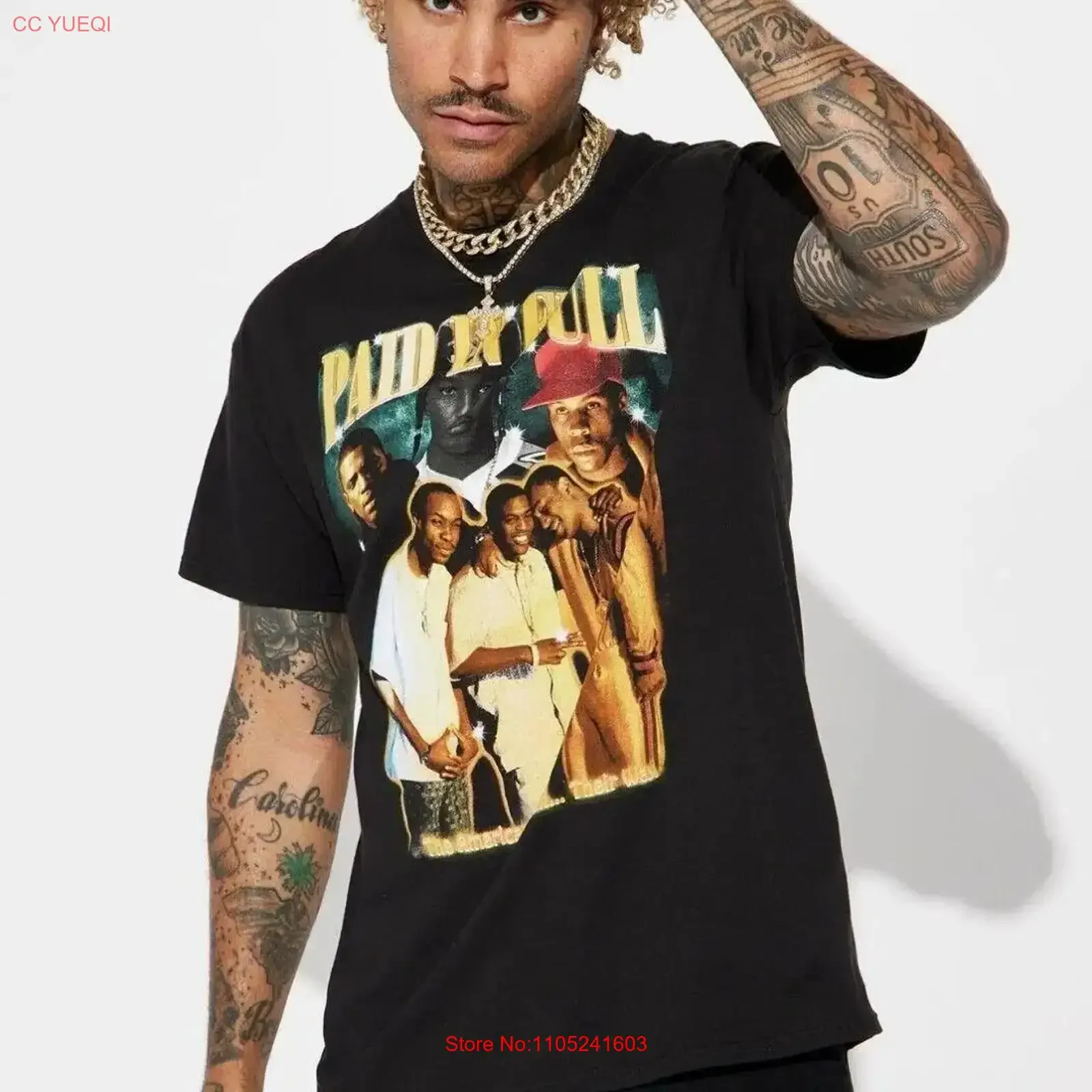 Camiseta de película pagada en Full Trust No One, camiseta negra de talla grande vintage lavada para uso diario, gráfico de moda transpirable