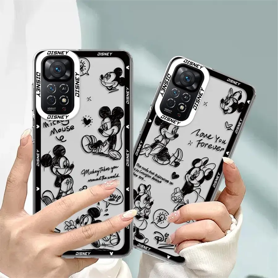 Disney Mickey Mouse Logo Clear Soft Case for Xiaomi Redmi Note 11 12 Pro Plus 10 9T 10T 11S 8 Pro 9 Note 10 11 12s Phone Cover