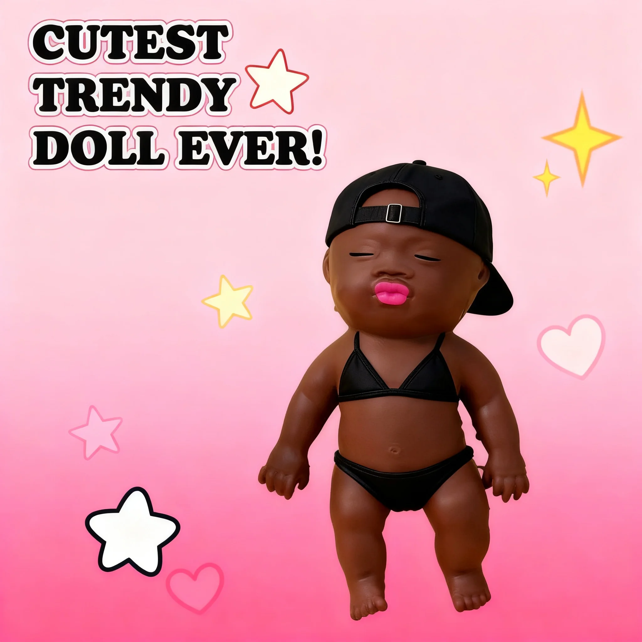 Muñeca Negra Antiestrés de Goma para Apretar, Juguete Divertido de Descompresión, Regalo Broma, Natasha Palm