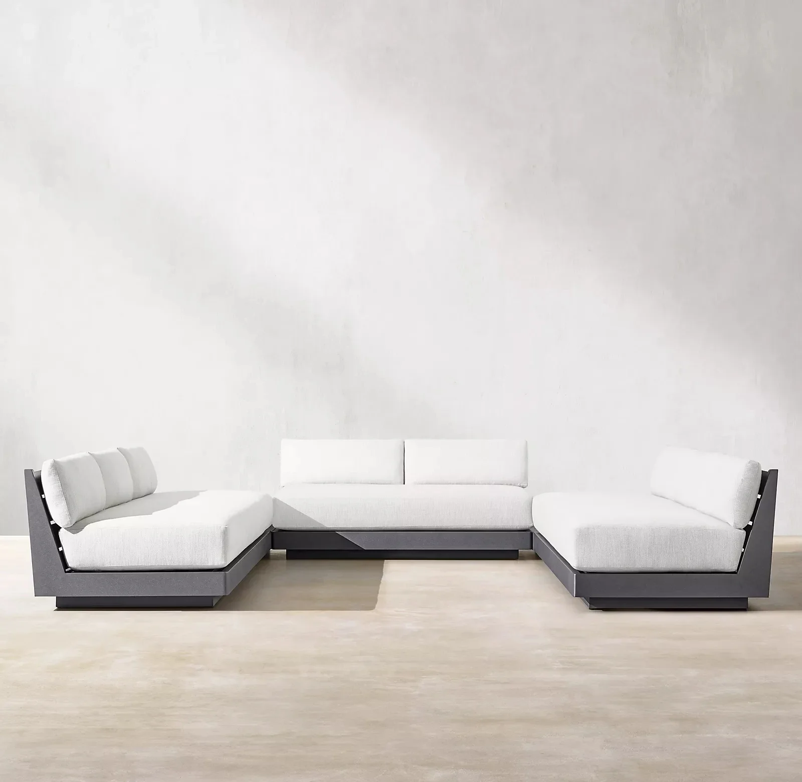Garden sofa outdoor furniture new design maya aluminum U-sofa sectional with square side tables