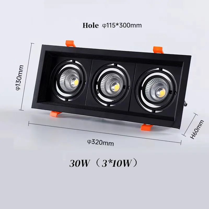 QIUBOSS szabályozható ledes Esedékes downlights 220V ledes embedded spotlights 10W 20W Tengericső Csúcsmagasság Lámpa szögletes Világítás Világítás számára beltéri