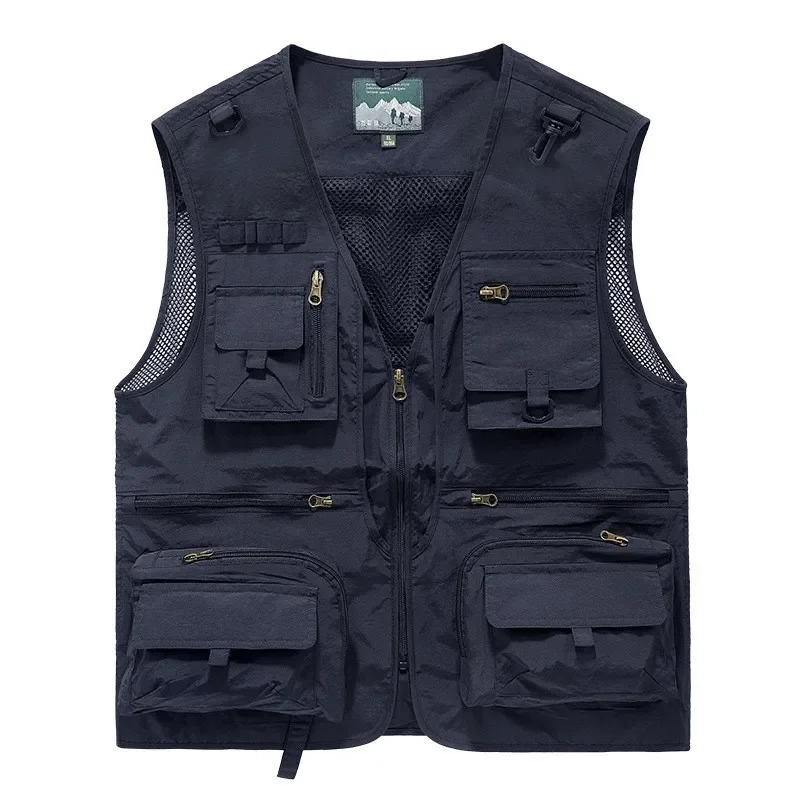 Mesh Men's  Quick Drying Vest  Casual Outdoor Multi Bag Fishing Photography Waistcoat Back Loop Breathable And Storage  Garment