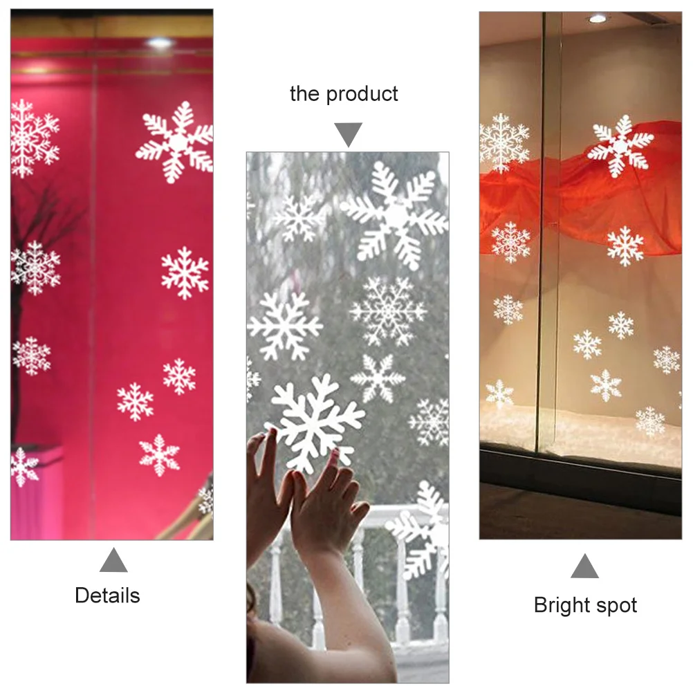 

4 Sheets Christmas Snowflake Static Window Stickers Decorative Decals for Glass Showcases Walls Xmas Christmas Window Sticker