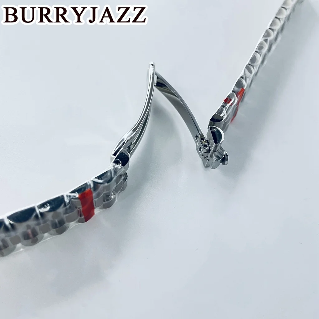 سوار ساعة Burryjazz ، 13 ، فضي ، ذهب وردي ، 90 لتر ، فولاذ مقاوم للصدأ ، إبزيم قابل للطي ، جراب ساعة 26