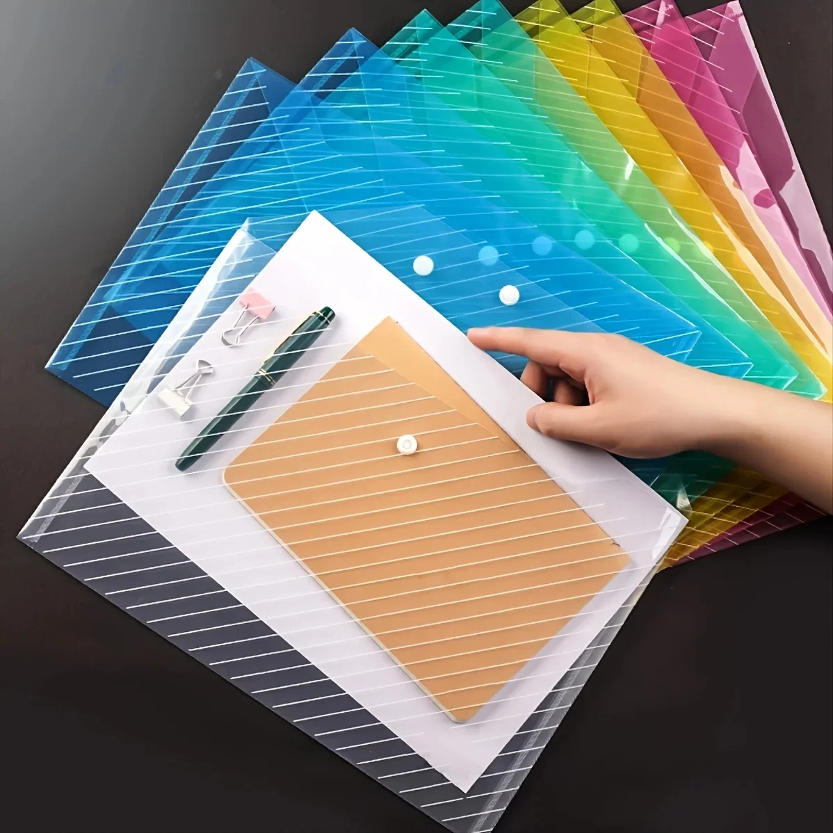 10 pçs pastas de documentos claras envelopes de arquivamento transparente saco de armazenamento envelopes de plástico à prova dwaterproof água a4 arquivo titular organizadores