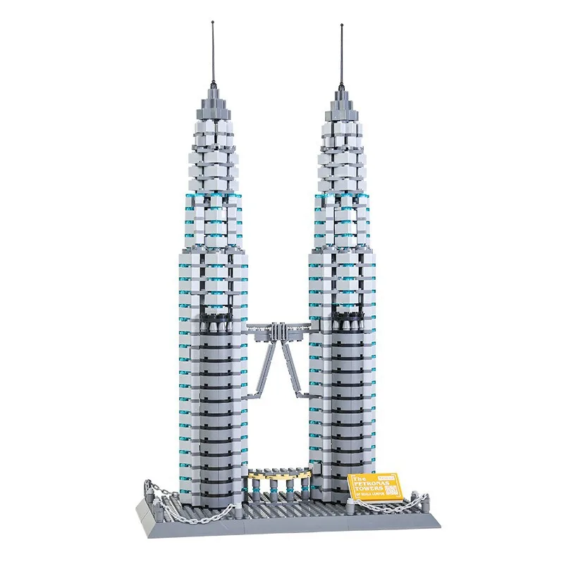 1158PCS Kuala Lumpur Petronas Twin Towers Building Blocks Famous City Architecture  Children Assembled Bricks Toys Gift