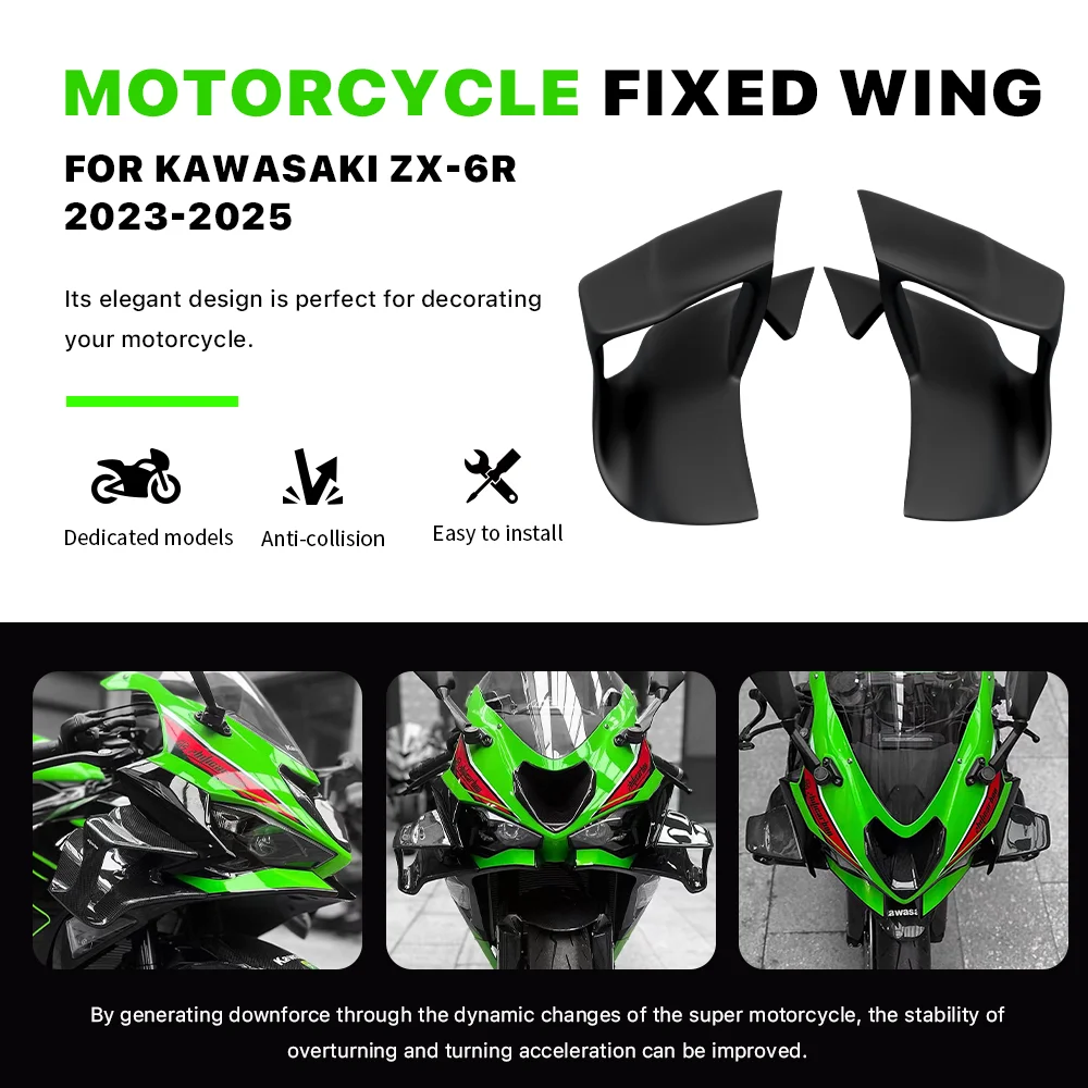 

For Kawasaki ZX-6R ZX6R 2023-2025 Motorcycle aerodynamic wing fixed wing spoiler side winglet windshield wing aileron