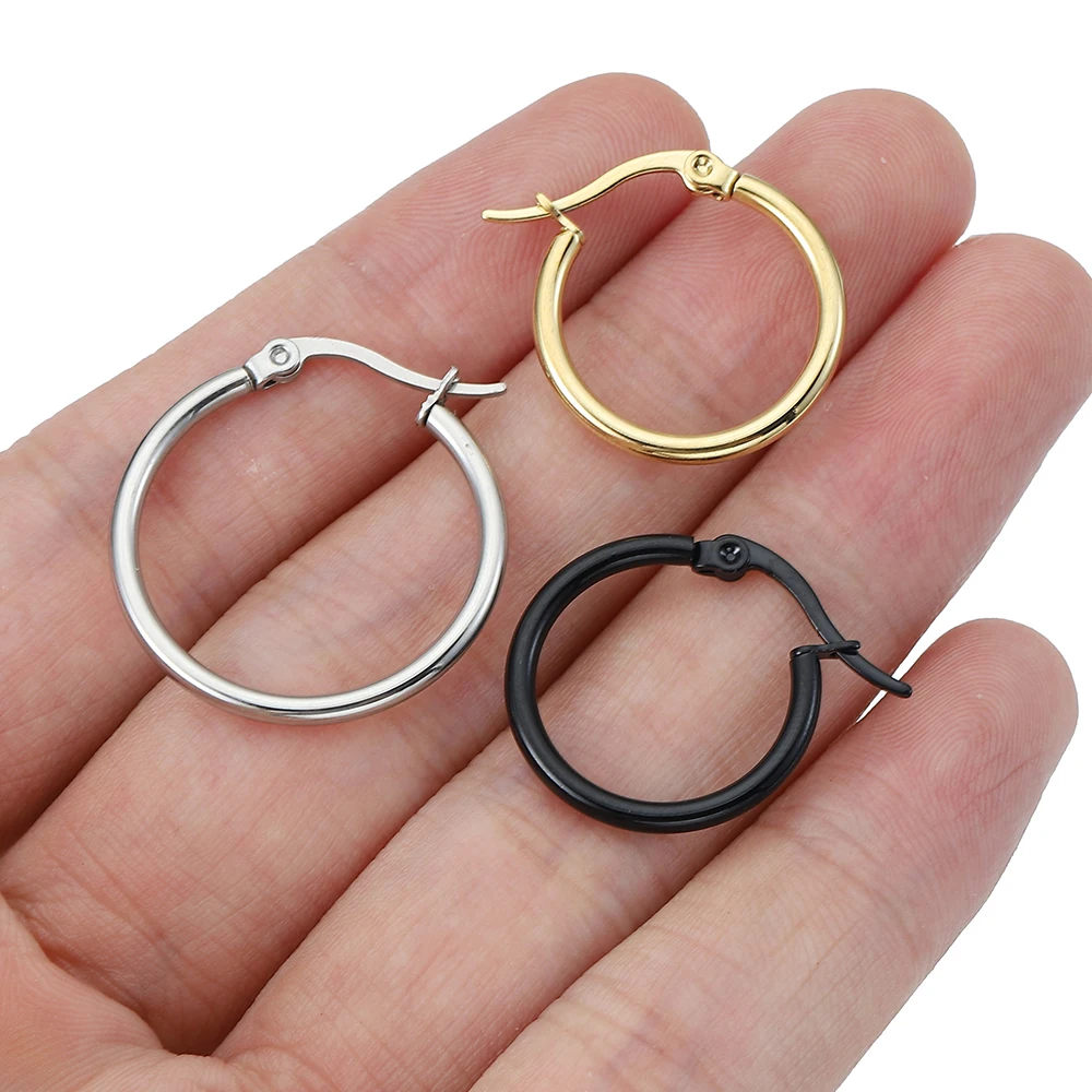 10pcs 15 20 25 40mm Earring Hooks Base Ear Ring 316L Stainless Steel Open Hoop Earrings Circle for Jewelry Making DIY Components