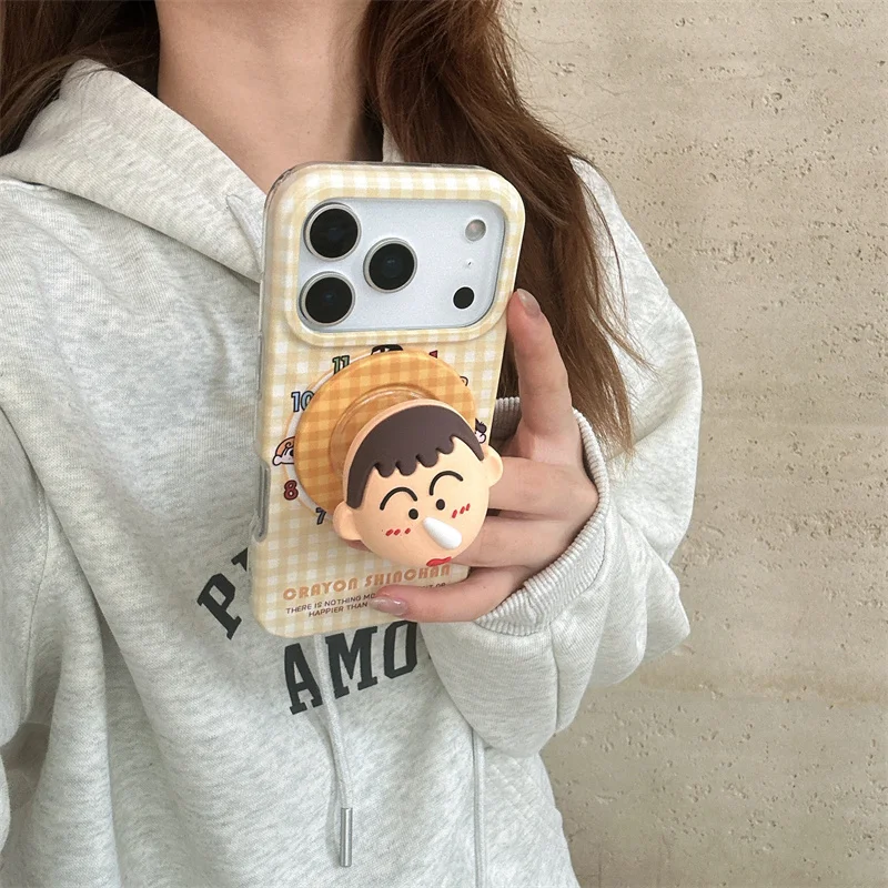 

Korean Cute Clock Plaid Pattern Magnetic Phone Case For iPhone 17 16 Pro 14 15 Pro Max Back Cover with Stand For Magsafe Cases